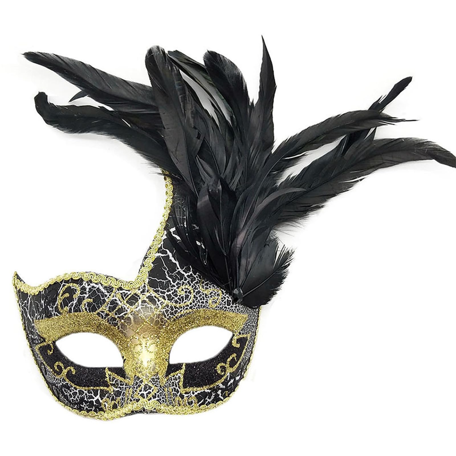 XINCHIA Masquerade Feather Mask for Women, Venetian Costume Eye Mask Fancy Dress Eyewear Halloween Cosplay Party Makeup Prop Costume Accessory for Animal Party Easter Carnival Cosplay Party