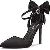 Carcuume Women's Closed Toe Heels Bow Stiletto Heel Sandals Pointed Toe Pumps Wedding Shoes