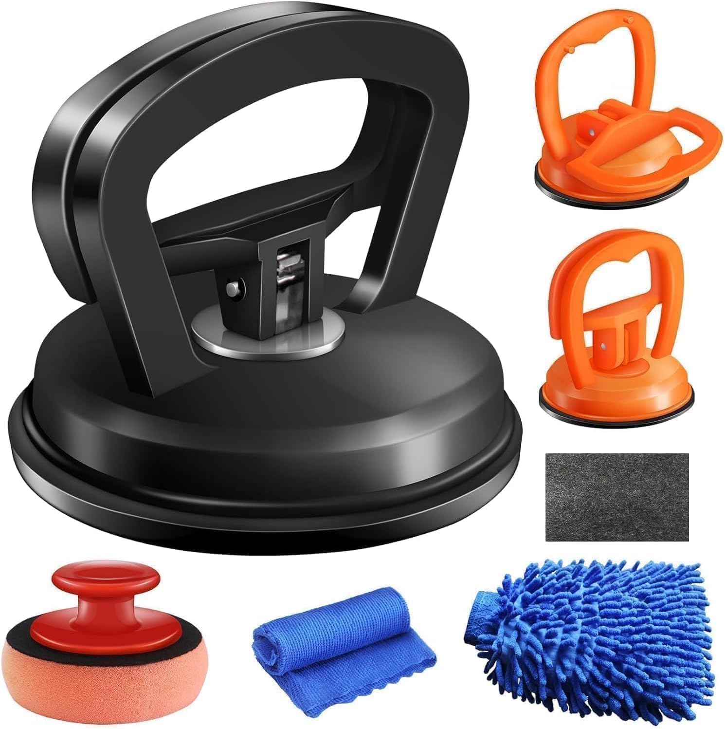 Photo 1 of Tiantanghu Dent Puller,3 Pack Car Dent Puller Car Dent Removal Kit Suction Cup Dent Puller Dent Remover Tool and Dent Repair Kit Handle Lifter for Cars Body,Glass,Screen,Objects Moving (Black+Orange)