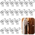 Ripeng 30 Pcs Single Keyhole Hangers Picture Hanger with 60 Pcs Screws Metal Keyhole Hanging Brackets Metal Hanging Fasteners Plate Hooks for The Wall Mirror Picture Frames, 43 x 16 mm(Silver)