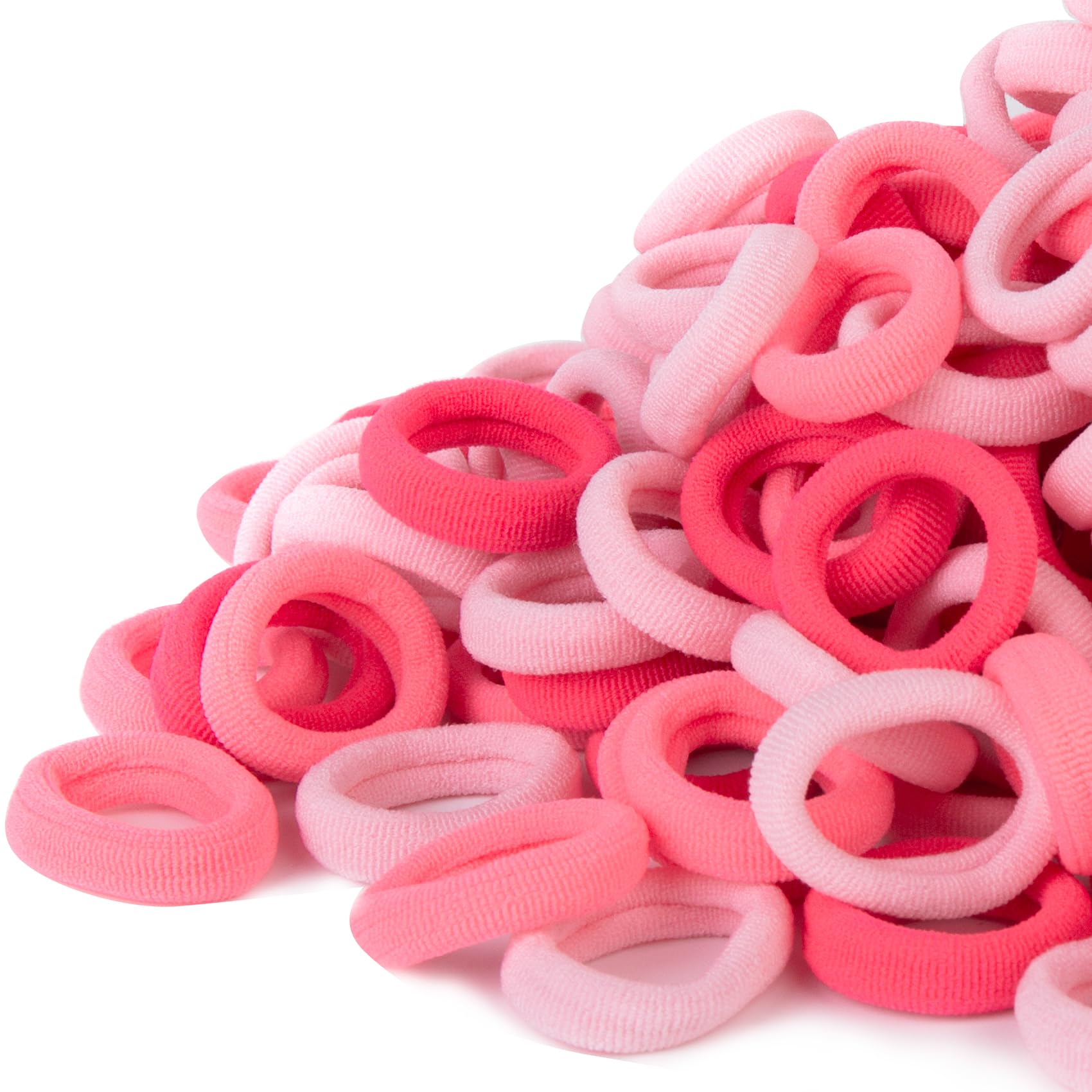 Photo 1 of Pink Kids Hair Ties for Girls, Seamless Toddler Baby Hair Ties Bands No Damage, Cotton Girls Ponytail Holders for Baby, 0.97 Inch in Diameter by Qarwayoc