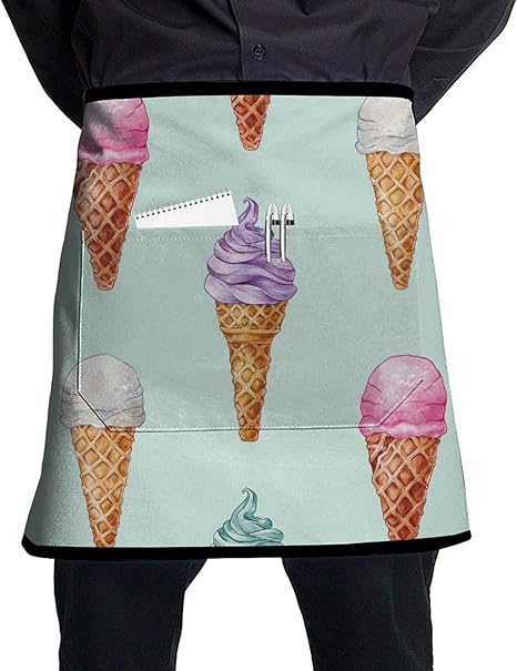 Amazon エプロン 前掛け 腰巻き アイスクリーム お菓子 青 夏 背景 レディース メンズ 保育士 キッチン ギャルソン カフェ サロン 飲食店 おしゃれ かわいい ショートエプロン エプロン オンライン通販