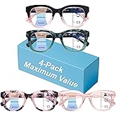 fadbon Oprah Style Progressive Multifocus Reading Glasses for Women,Blue Light Blocking Computer Readers with Spring Hinge