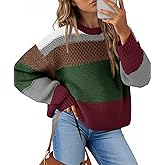 Saodimallsu Womens Color Block Cropped Sweaters 2025 Winter Trendy Casual Oversized Y2k Going Out Striped Pullover Tops