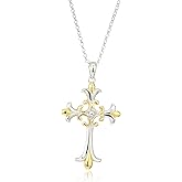 Amazon Essentials 18k Gold Plated Sterling Silver Two Tone Celtic Cross Pendant Necklace, 18" , (previously Amazon Collection)