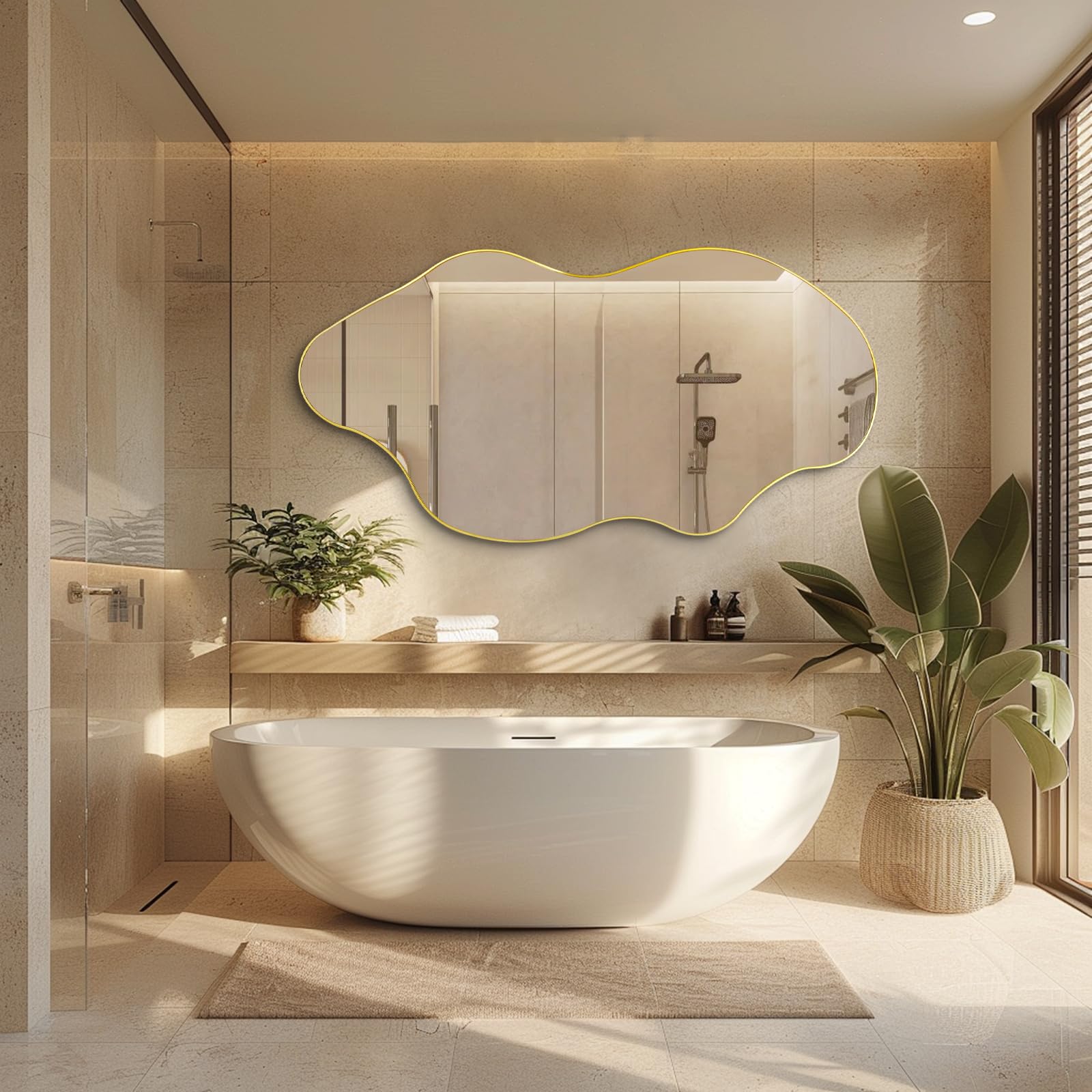 DAOYIJIAJU Large Irregular Mirror, Asymmetrical Wall Mirror Full Length, 59