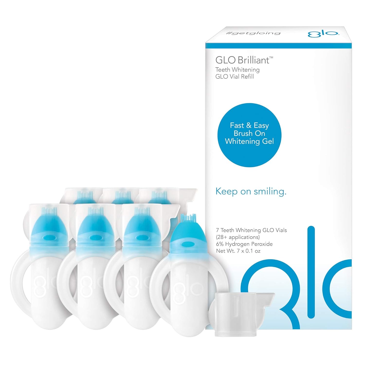 GLO Brilliant 7 Pack Teeth Whitening Gel Treatment Kit for Fast, Pain-Free, Long Lasting Results. Clinically Proven. Includes 7 GLO Vials: Premium Beauty