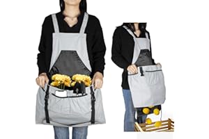 Horse Gardening Apron, Garden Apron with Pocket for Harvesting Gardening Weeding, 100% Cotton Canvas Water Resistant Apron with Quick Release Pocket for Men&Women, Perfect Gardening Gift(Grayblue)