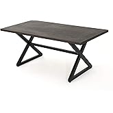 Christopher Knight Home Rolando Outdoor Aluminum Dining Table with Steel Frame, Brown / Black
