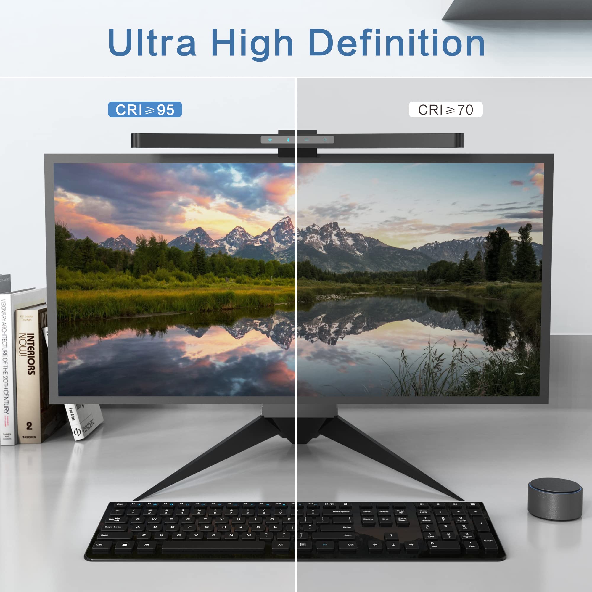 ONWAY Curved Monitor Light Bar with Wireless Remote,Monitor Light Bar with Auto-Dimming and Camera Base,Applicable to All Screens. No Screen Glare,for (Basic)