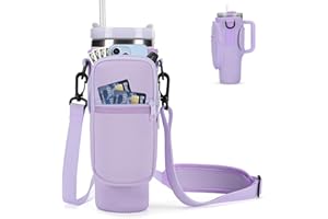GOEWY Water Bottle Carrier Bag for Stanley 30oz Tumbler with Phone Pocket Water Bottle Holder with Strap Neoprene Water Bottle Pouch for Stanley Cup Accessories