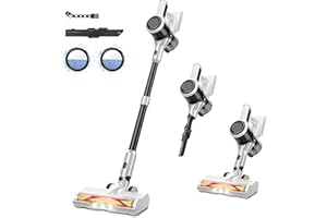 BSNAW Cordless Vacuum Cleaner for Home - Lightweight, 30Kpa Stick Vacuum Clean with Rechargeable Battery, Max 45Mins Runtime, 8 in 1 Handheld Vacuum for Hardfloor & Carpets Pet Hair, White