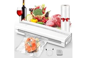 KEJECTOR Vacuum Sealer Machine With Vacuum Sealer Bags, Dry/Moist Compact Full Automatic Food Sealer, Air Sealer Machine with Vacuum Seal Rolls, Bag Cutter, Vacuum Hose