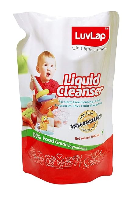 LuvLap Liquid Cleanser Refill, Anti-Bacterial, Food Grade, For Baby Bottles, Accessories and Vegetables, 1000ml