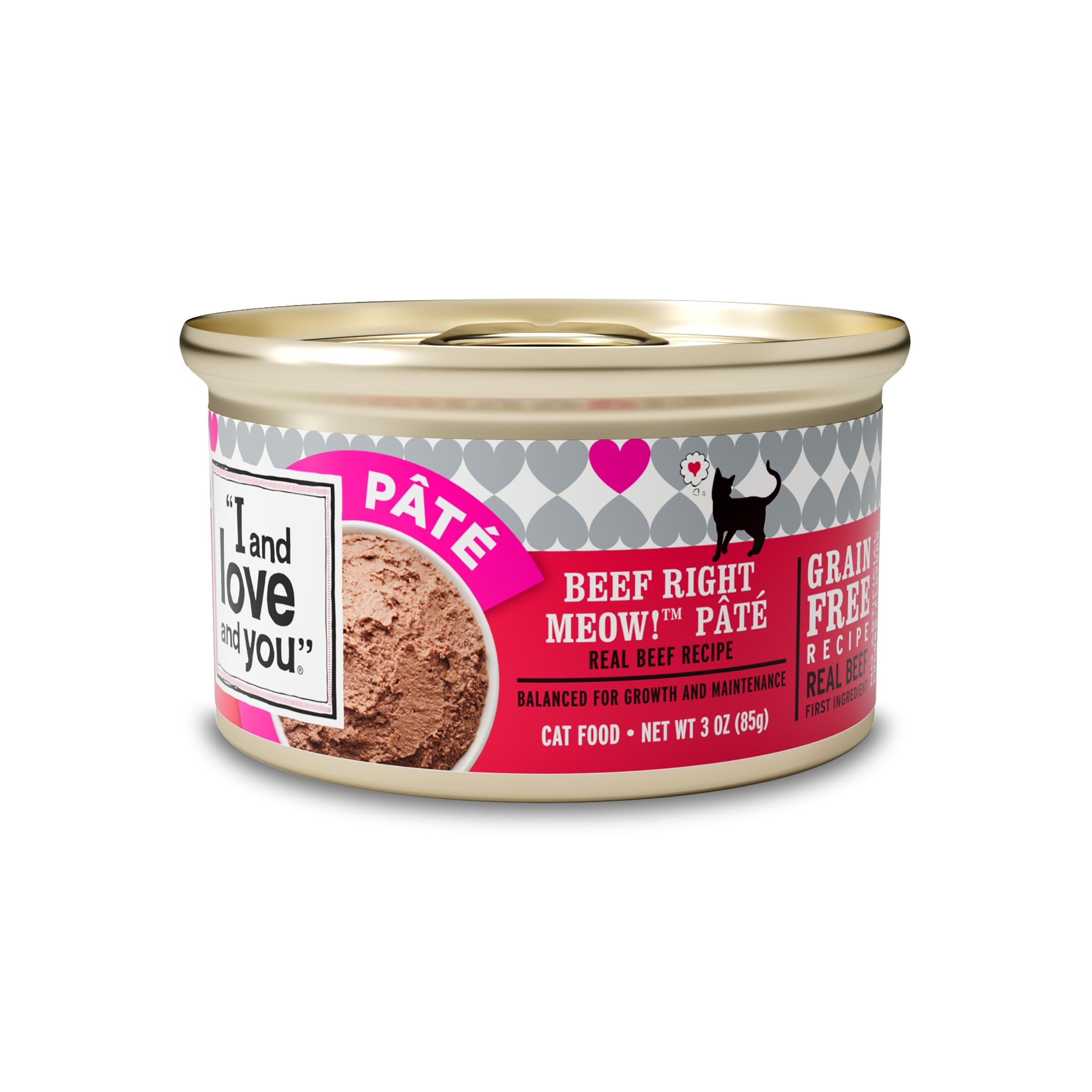 I and love and you Wet Cat Food – Beef Right Meow Pâté – Beef Recipe, Grain Free, Filler Free, 3oz Pack of 24 Cans