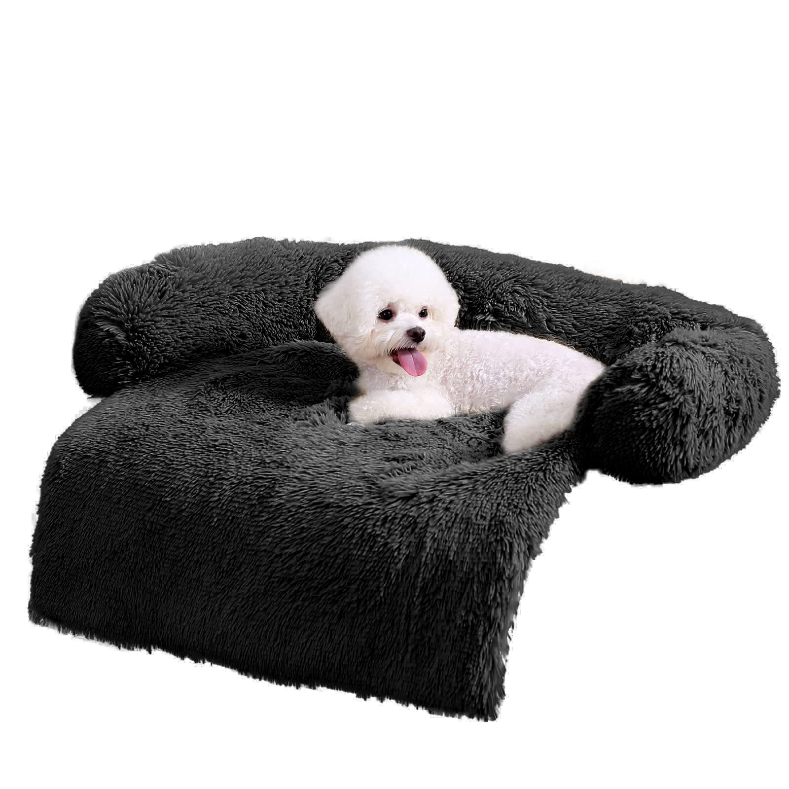 ANWA Soft Plush Dog Sofa Bed - Furniture Protector Cover Mat, Washable Couch Cushion 77x77x16cm
