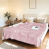 Electric Heated Blanket Twin Size 62"x84" - Flannel & Sherpa Fabric Dual-Sided, 6 Heat Settings & 10 Hours Auto Off, Soft & Cozy Warming Throw for Home, Office, or Bed, Machine Washable, Light Pink