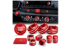 Polodunn for Honda Civic 2022-2026 Accessories, CRV 2023-2026 & Acura Ingetra 2023-2025 (Fit 7" Screen/ 2 Audio Knobs), 12pcs Knob Cover Kit - Hazard Light, Push Start, Audio, AC & Air Vent (Red)