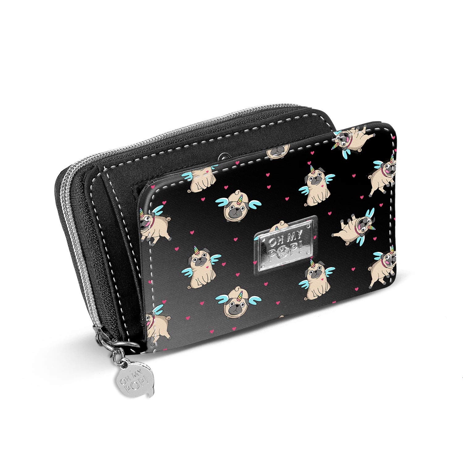 Oh My Pop! Pug-Wallet, Black, 15.5 x 10 cm