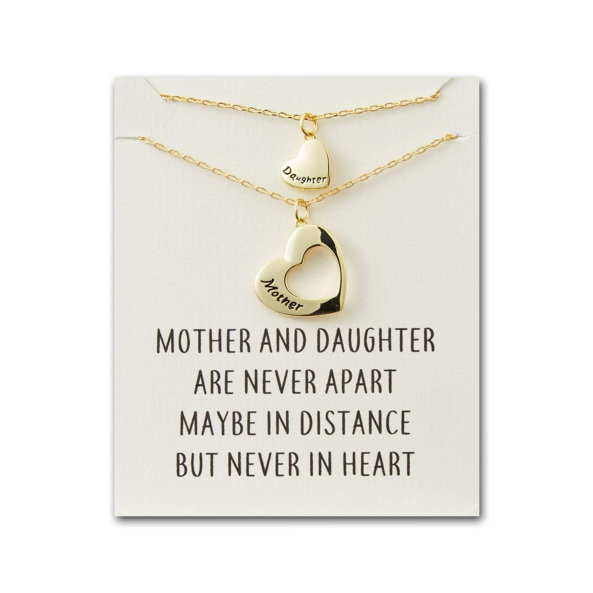 Philip Jones 18k Gold Plated Mother and Daughter Necklace Set with Quote Card
