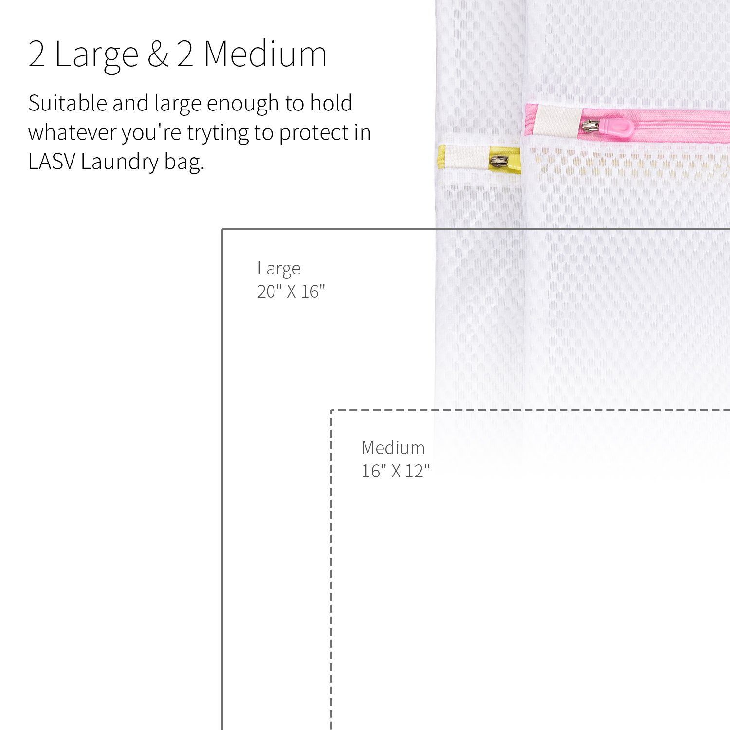 LASV Mesh Laundry Bag,4 Pack (2 Large & 2 Medium) Heavy Duty Durable Honeycomb Travel Bag for Delicates,Sweaters,Blouse,Yoga Pants,Hosiery,Underwear