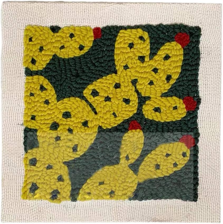 XSHION Latch Hook Kit for Adults and Kids, DIY Handcraft Rug Hooking Kit Knitting Wool Embroidery Kit with Tools,Embroidery Frame and Punch Needle, Needlework Craft Gift Home Decor - Cactus