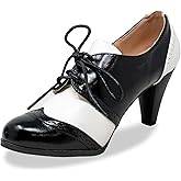 Chase & Chloe Lace-Up Vintage Cut-Out Women's Heeled Oxford