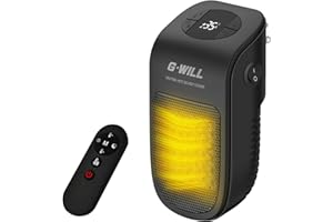 G-WILL Smart Plug in Heater 600W (Black) - 3¢/hr Running Cost, Wake-up Timer, Cuts 75% Energy, Ceramic Mini Portable Electric