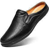 LUODENGLANG Men’s Slip-On Loafers Handmade Leather Slippers Breathable Comfortable Soft Hand Stitched no-heel Casual Shoes For Men