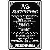 SPEPLA Funny No Soliciting Sign for House Front Door, Metal Rustproof Sign, Humorous "We're have found Jesus" Door Sign with Double Sided Foam Tape, 11.7 x 7.8 Inch