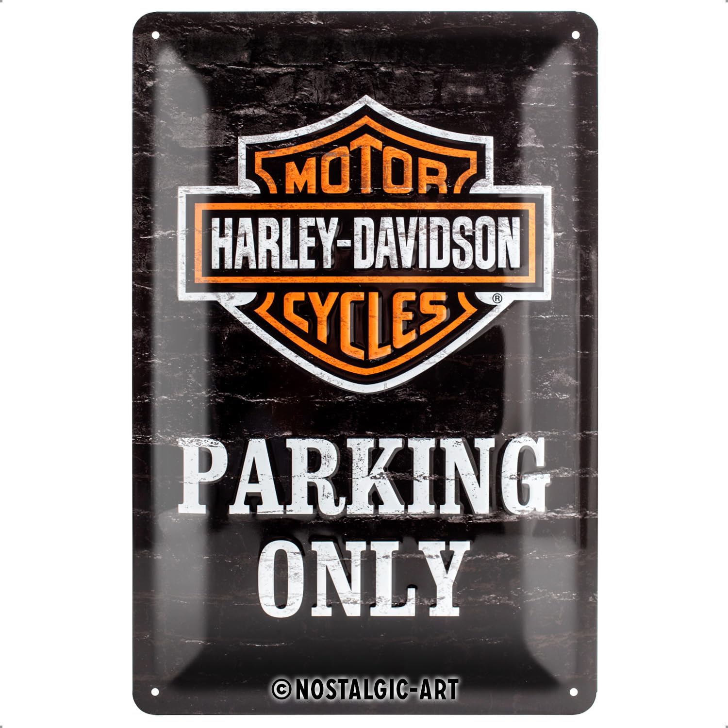 Nostalgic-Art Harley-Davidson Parking Only - Gift idea for motorcycle fansRetro Tin SignMetal PlaqueVintage design for decoration20 x 30 cm