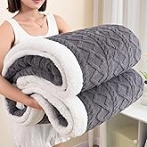 Sherpa Throw Size Blanket for Bed - Fleece Soft Cozy Fuzzy Blankets Thick Warm for Winter and All Seasons,Dark Grey,Women 40 * 60 Inches