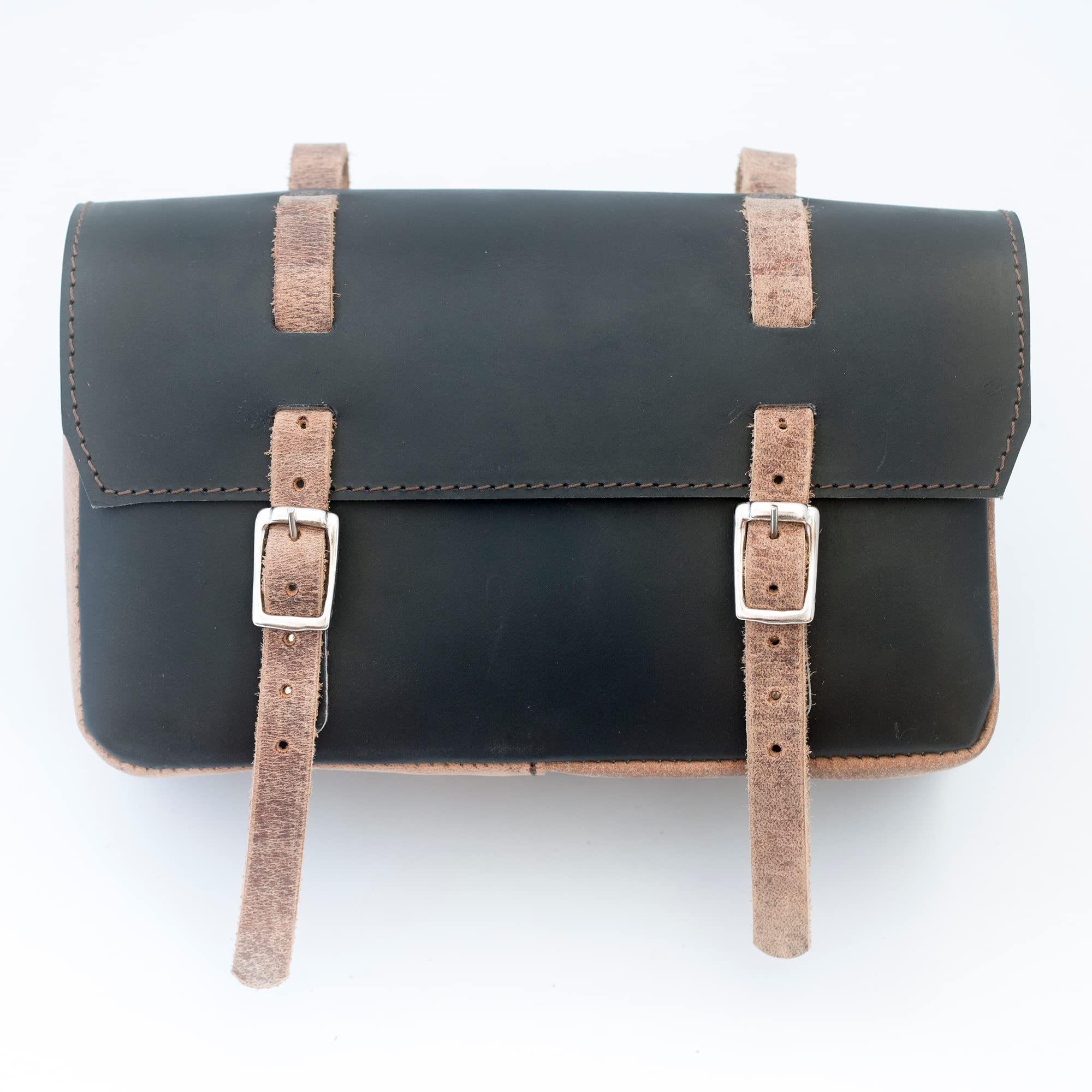London Craftwork Large Genuine Leather Bike Bag Saddle Handlebar in Black Vintage Brown 2022 Collection