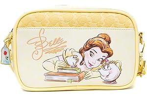BUCKLE-DOWN Disney Bag, Crossbody, Beauty and the Beast Belle Chip Mrs Potts and Beast Pose, Vegan Leather