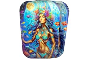 LIGHTER LOCATORS Rolling Tray with Magnetic Lid - 11 inch x 7 inch Rolling Tray with Printed Magnetic lid - This Decorative Metal Tray is Perfect for at Home or on-The-go (Sea Queen)