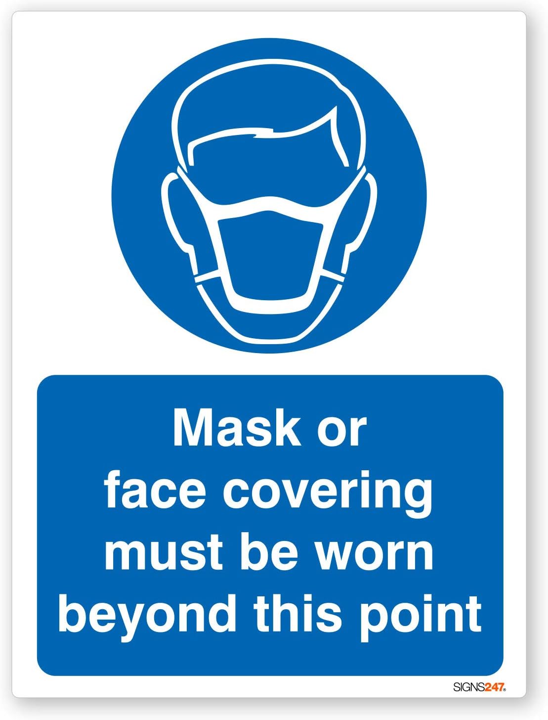 Mask or Face Covering must be worn beyond this point - Self adhesive vinyl sticker 150mm x 200mm - Single