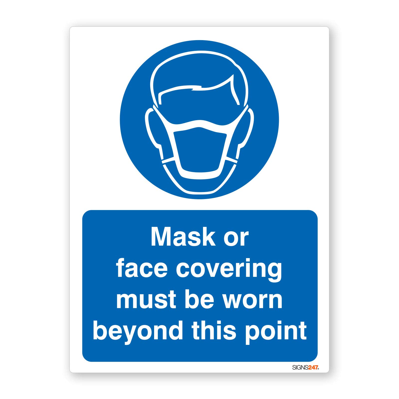 Mask or Face Covering must be worn beyond this point - Self adhesive vinyl sticker 150mm x 200mm - Single
