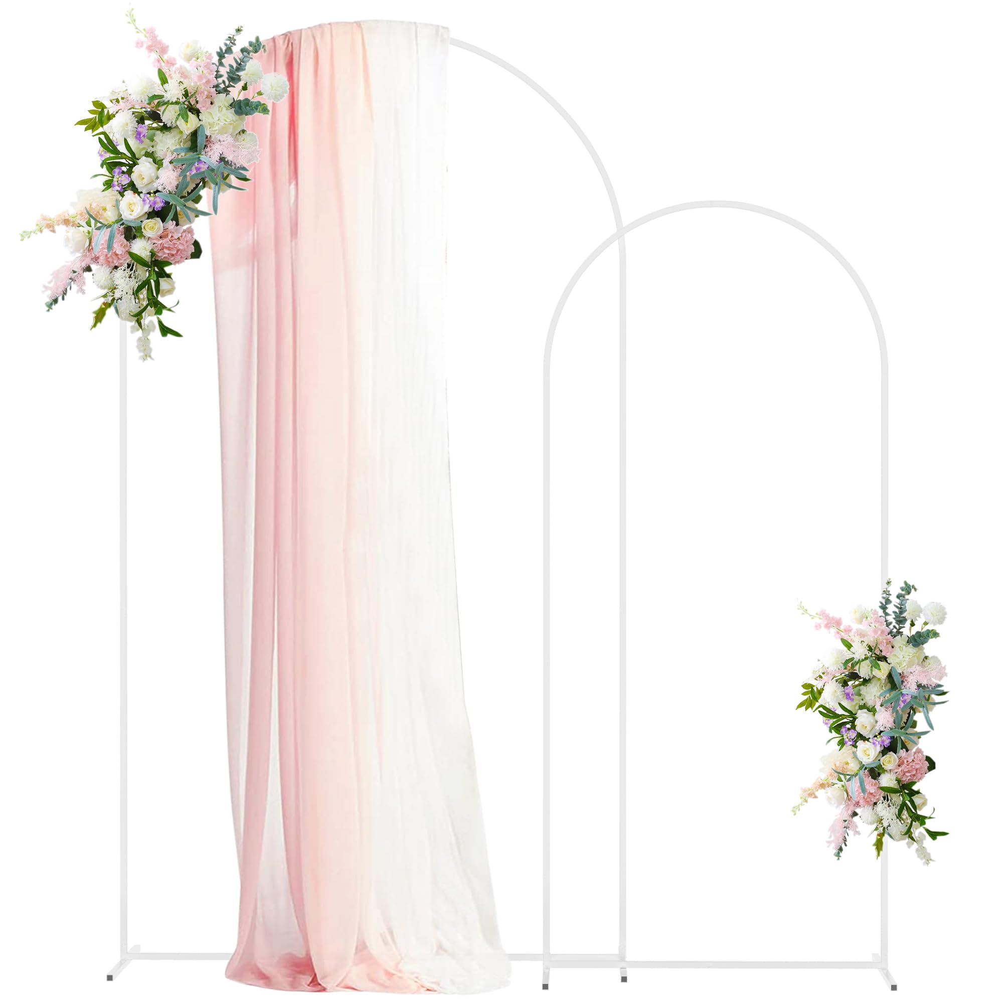 Photo 1 of Asee'm White Metal Wedding Arch Stand (7.2FT,6FT) Set of 2 Arched Backdrop Frame for Ceremony Parties Birthday Baby Shower Garden Decoration