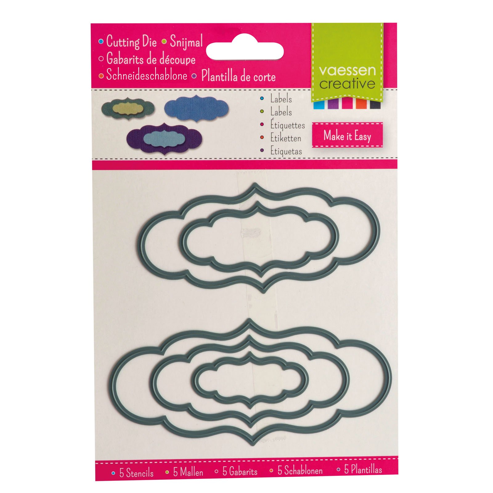 Vaessen Creative Shape cutting dies labels, Steel, Black, 4.8x2.1x0.1 cm