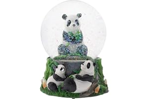 Elanze Designs Hugging Panda Bear Family 100MM Sturdy Wind Up Musical Glitter Water Snow Globe Tabletop Dresser Nightstand Figurine Decoration Plays Tune Born Free