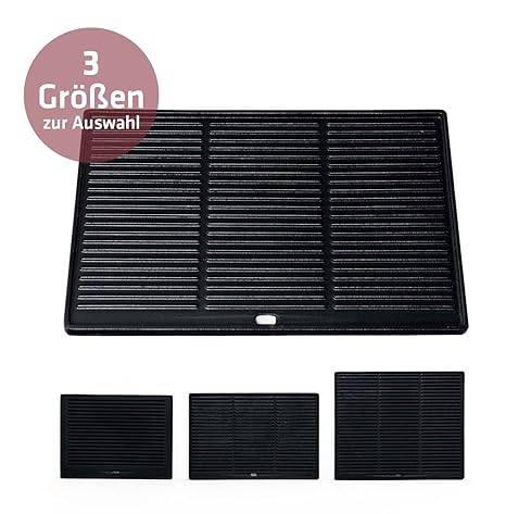 CLP Gusseisen-Grillplatte für den Gasgrill, Kohlegrill und den Elektrogrill I Beidseitig nutzbare Grillplatte mit Gerippter u