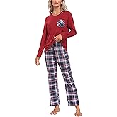 MoFiz Women's Pajama sets Long Sleeve Sleepwear Soft Christmas Pajamas 2 Piece Loungewear Warm Pjs Sets for Winter Holiday
