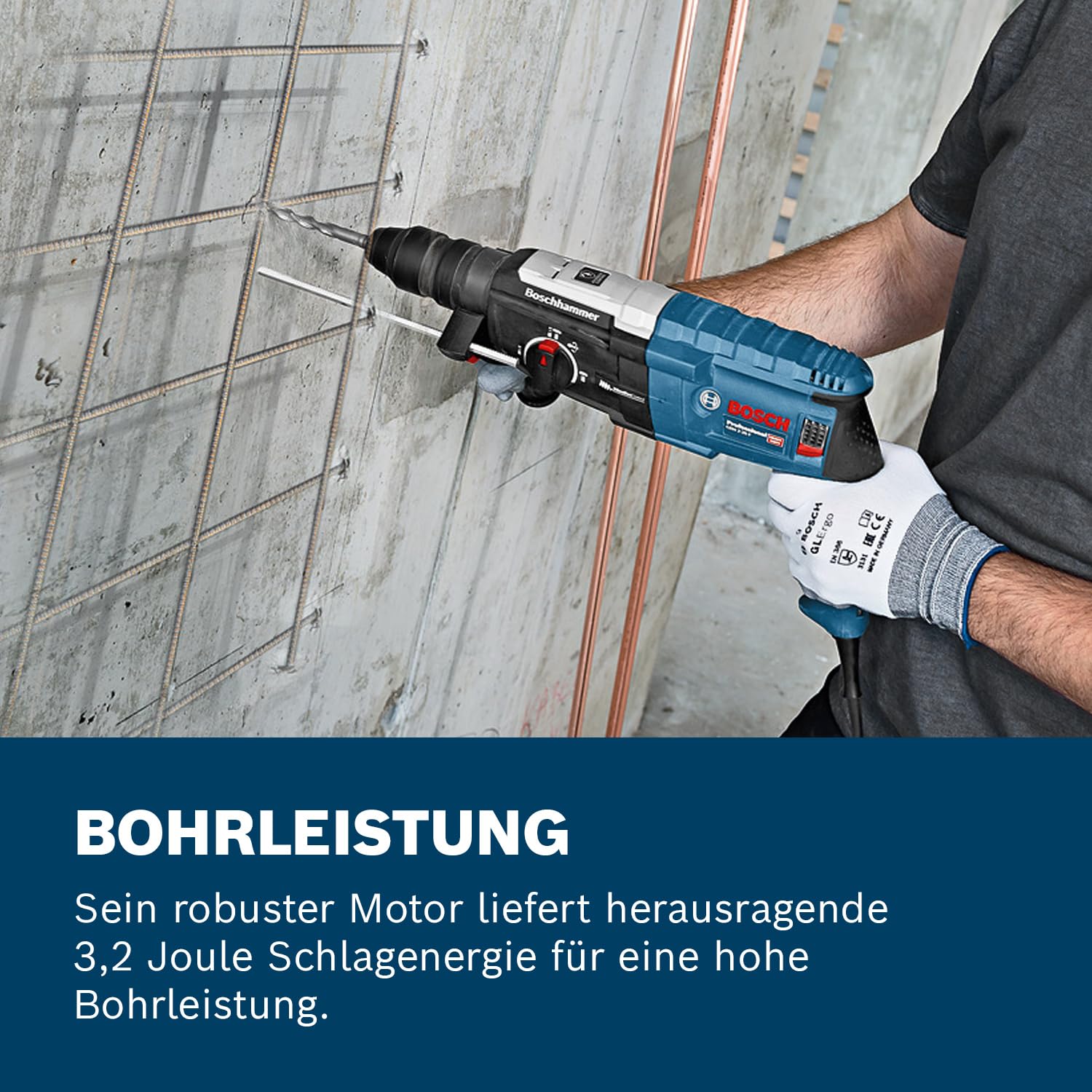 Bosch Professional Bohrhammer GBH 2-28 F (Leistung 880 Watt, Bohr-Ø Beton max: 28 mm, inkl. 6tlg. Bohr-Meißel-Set, SDS-plus, L-Case) - Amazon Exclusive Set Set 3