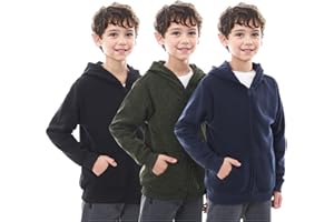 WHITE PEAK TRADING COMPANY Boys Zip Up Hoodie Sweatshirt, 3 Pack Fleece Essentials Hoodies for Boys Kids Youth 6-20