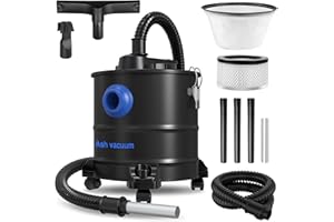 Ash Vacuum, Pellet Stove Vacuum Cleaner, 5.3 Gallon, 20kPa, 1200W Powerful Motor with Blower Function, On Wheels and HEPA Fil