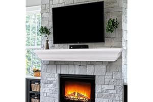 LXWZHK Rustic Fireplace Mantel Shelf, 54" Wooden Floating Shelf for Over Fireplace, Wall Mounted Fire Place Mantel, Farmhouse Hanging Floating Shelves, White