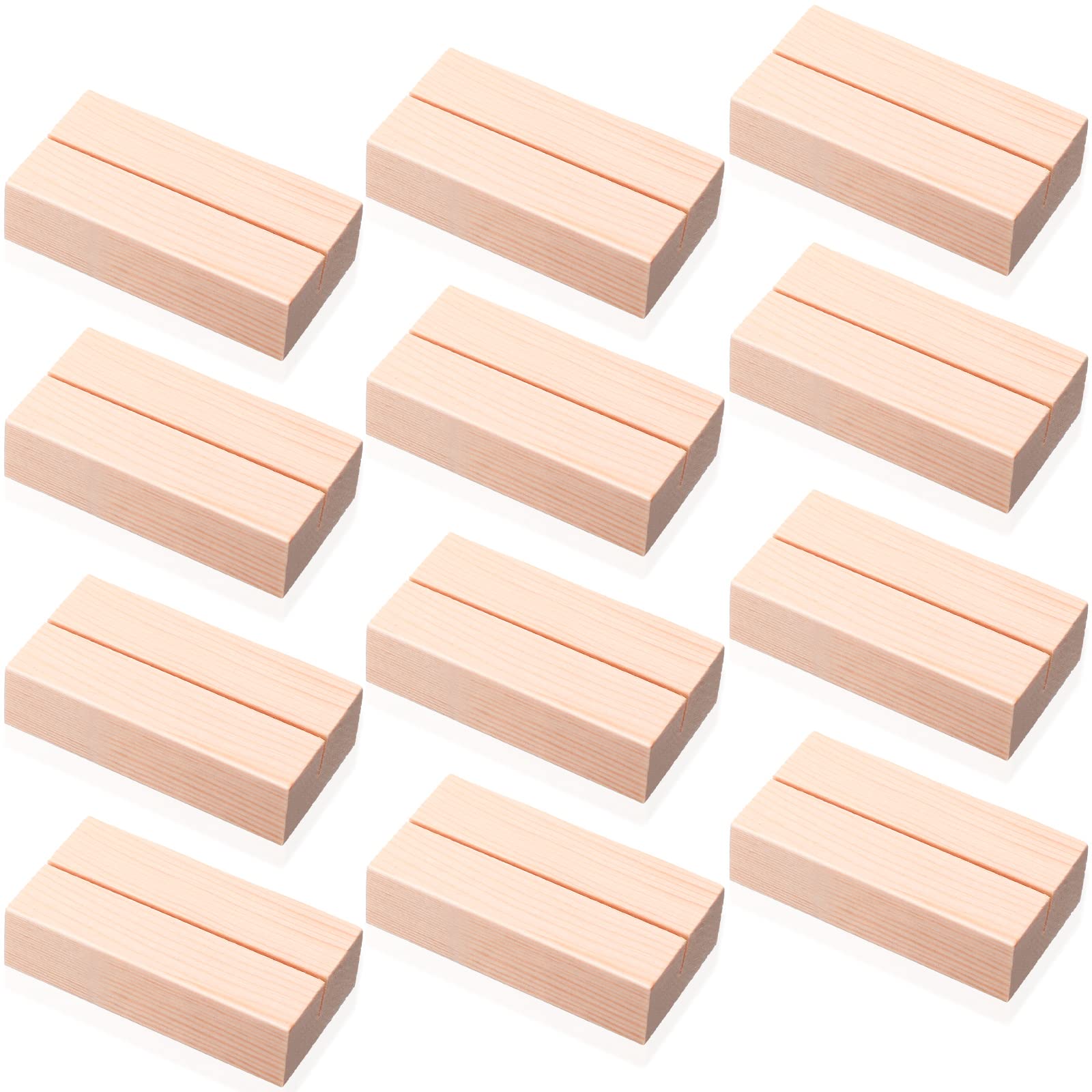 Photo 1 of Zonon 12 Wood Place Card Holders - Table Number Stands for Wedding Party Events (Natural Wood Color, 3 x 1.6 x 0.8 Inch)