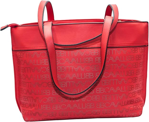 BB Cavalli Bolso de moda para mujer y niña, color rojo de piel sintética con letras perforadas BB Cavalli Bolso de moda para mujer y niña, color rojo de piel sintética con letras perforadas