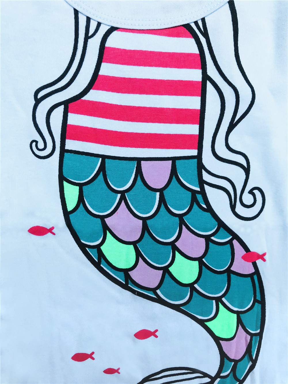 LitBud Toddler Girls Mermaids Pajama Sleepwears 2pcs Long Sleeves Pjs Tops + Pants Sets for Kids Size 3-4 Years 4T