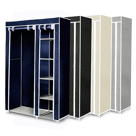 Casa Pura Double Canvas Wardrobe Pablo Navy Blue Hanging